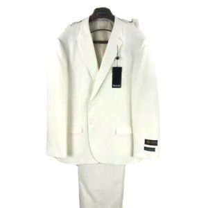 Bolzano Uomo Collezione Men's Off-White Suit 2 Piece Pleated Pants Size 48R